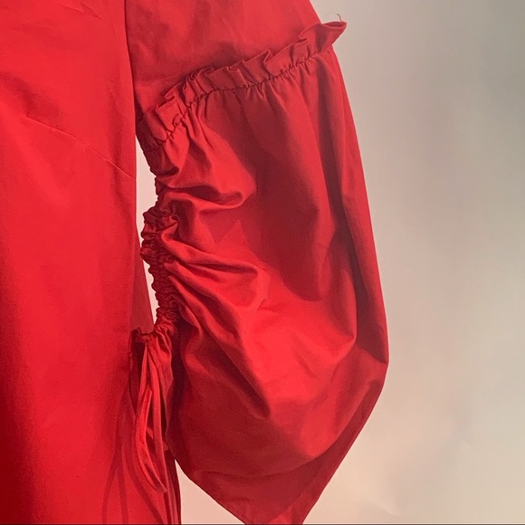 Red Halogen Parachute Shift Dress with Tie Sleeves | S - Picture 7 of 9